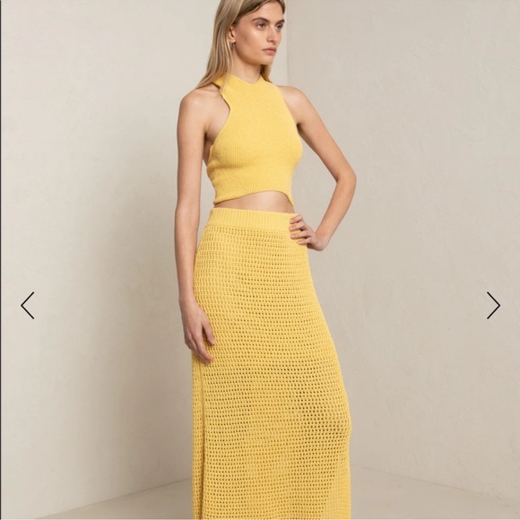 RARE A.L.C. Womens Yellow Knit Caleb Midi Skirt NWT - Picture 4 of 5
